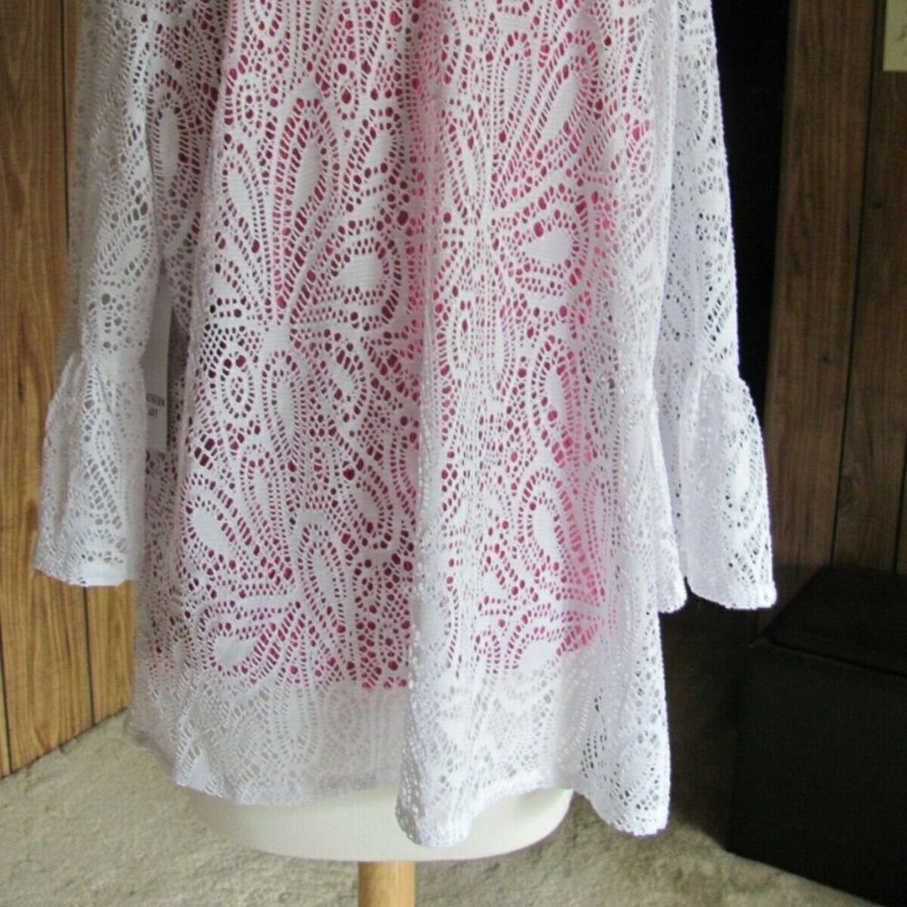 SOUTHERN LADY 2 PIECE SHIRT & LACE KIMONO  BRAND NEW  HOT PINK TANK PAIRED WITH‎ - Picture 8 of 14